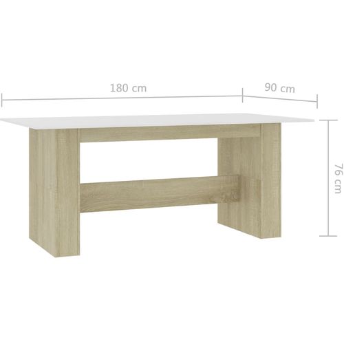 Blagovaonski stol bijeli i boja hrasta 180 x 90 x 76 cm iverica slika 11