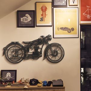 Wallity Cafe Racer - APT222LS Crni Dekorativni Metalni Zidni Ukras