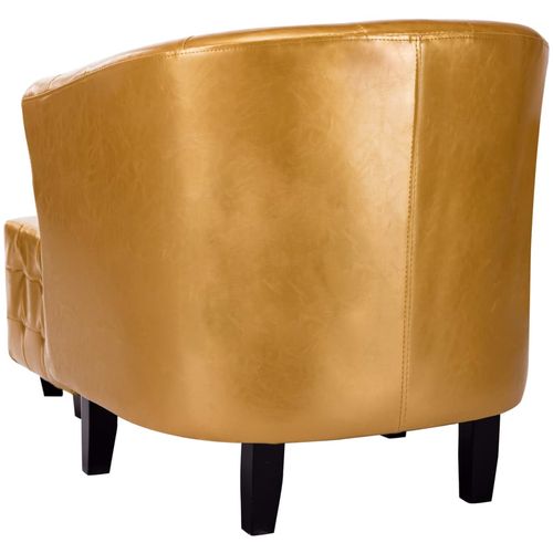 Fotelja od umjetne kože s osloncem za noge zlatna slika 15