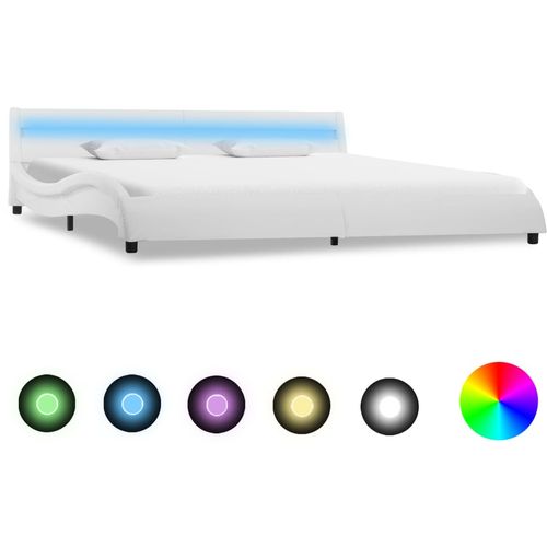Okvir za krevet od umjetne kože LED bijeli 180 x 200 cm slika 10