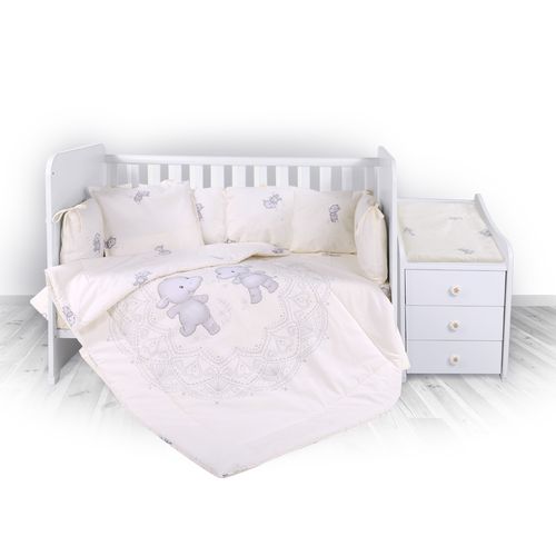 LORELLI TREND 4-dijelni Set Posteljine s Podlogom za Prematanje Ranforce Happy Hippo Beige 110 x 60 cm slika 1