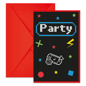 93778 Pozivnice za proslave Gaming Party 14x18 cm, 6 komada