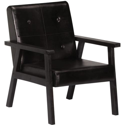 Fotelja od prave kože crna slika 1