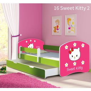 Dječji krevet ACMA s motivom, bočna zelena + ladica 180x80 cm - 16 Sweet Kitty 2
