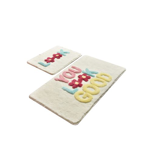 Look - Ecru Multicolor Acrylic Bathmat Set (2 Pieces) slika 2