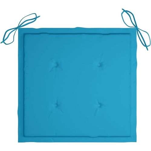 Stolica za ljuljanje s plavim jastukom od masivne tikovine slika 15
