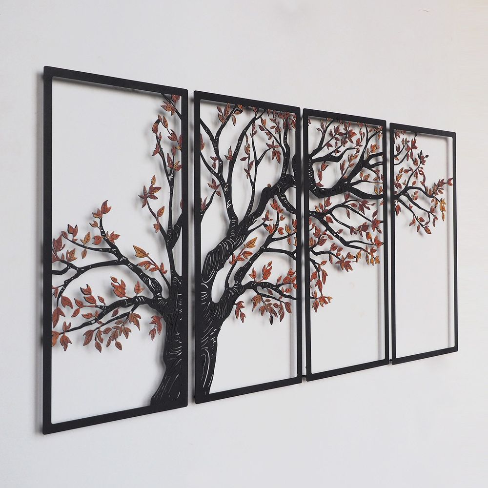 Set od 4 Dekorativna Metalna Zidna Ukrasa 'Autumn Vibes' - APT740 M Crna slika 4