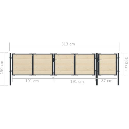 Vrata za ogradu od čelika i smrekovine 513 x 150 cm slika 28