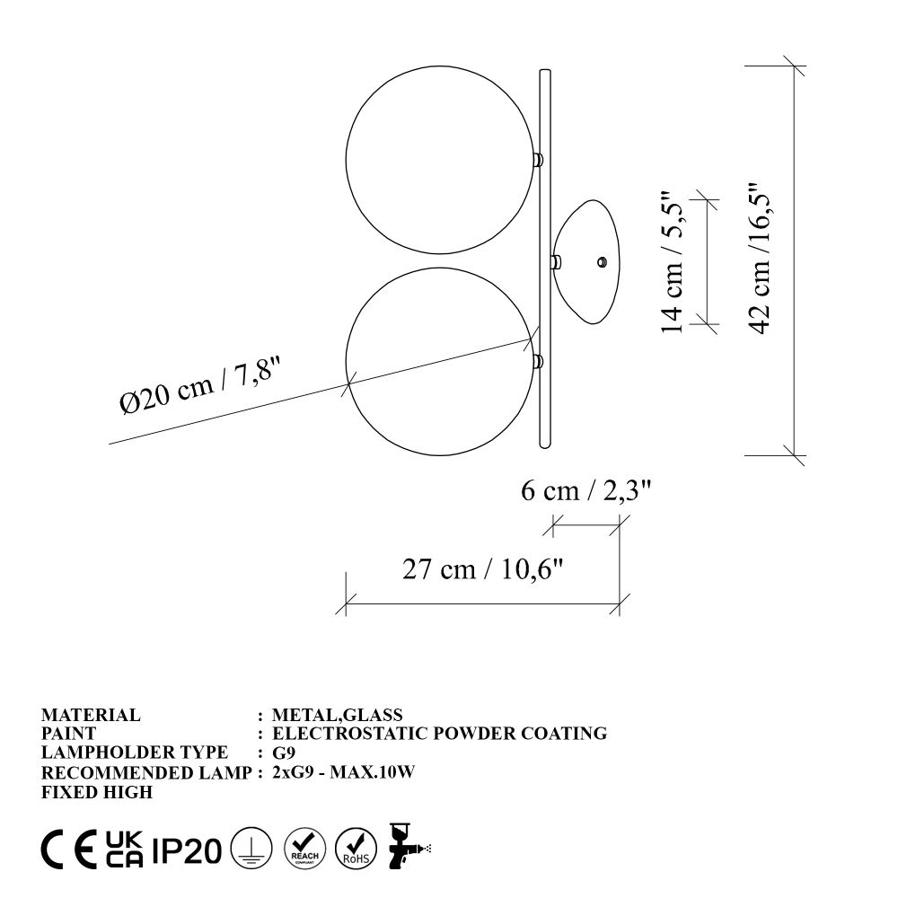 Luminar - Crna Zidna Lampa 14150 slika 8