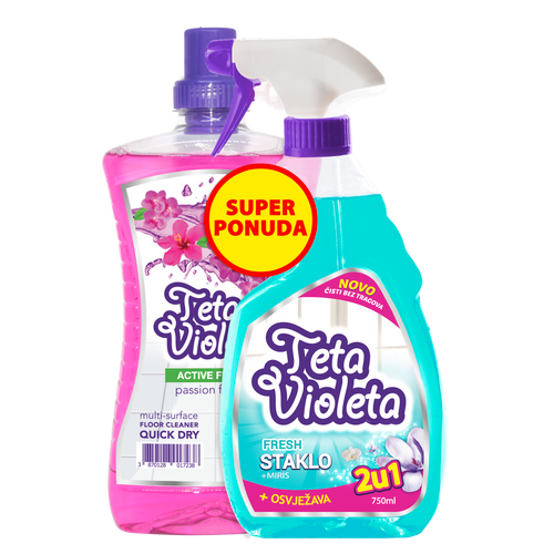 Teta Violeta sredstvo za podove Passion 1L + Staklosjaj Fresh 750 ml slika 1