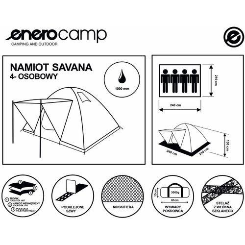 Enero Camp šator za 4 osobe 210x240x130 cm  slika 10