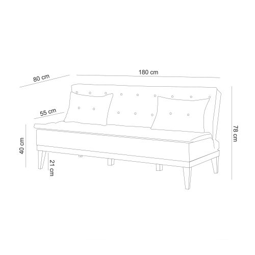 Fuoco-TKM05-1005 Krem Sofa na Razvlačenje slika 15