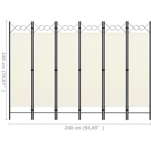 Sobna pregrada sa 6 panela krem-bijela 240 x 180 cm slika 37