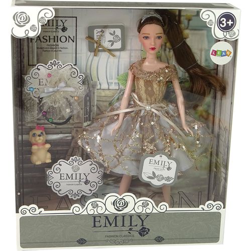 Lutka Emily u zlatnoj haljini sa psom slika 5
