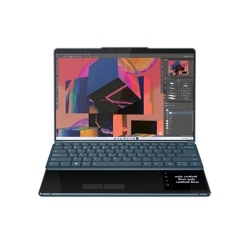 Lenovo 83FF002TRM Yoga Book 9 13IMU9 (Tidal Teal, Aluminium) 12-Core Ultra7 155U (2P+10E) 4.8GHz/12MB 32GB DDR5 1TB-NVMe 2x 13.3" 2.8K (2880x1800) OLED 400n DolbyVision Glass Touch DigitalPen3 WC-5MP+IR Iris-Xe WiFi A/X BT5.1 3xTB4 UK-key 80Wh 1.34kg W11P +BT/M+Folio Stand slika 6