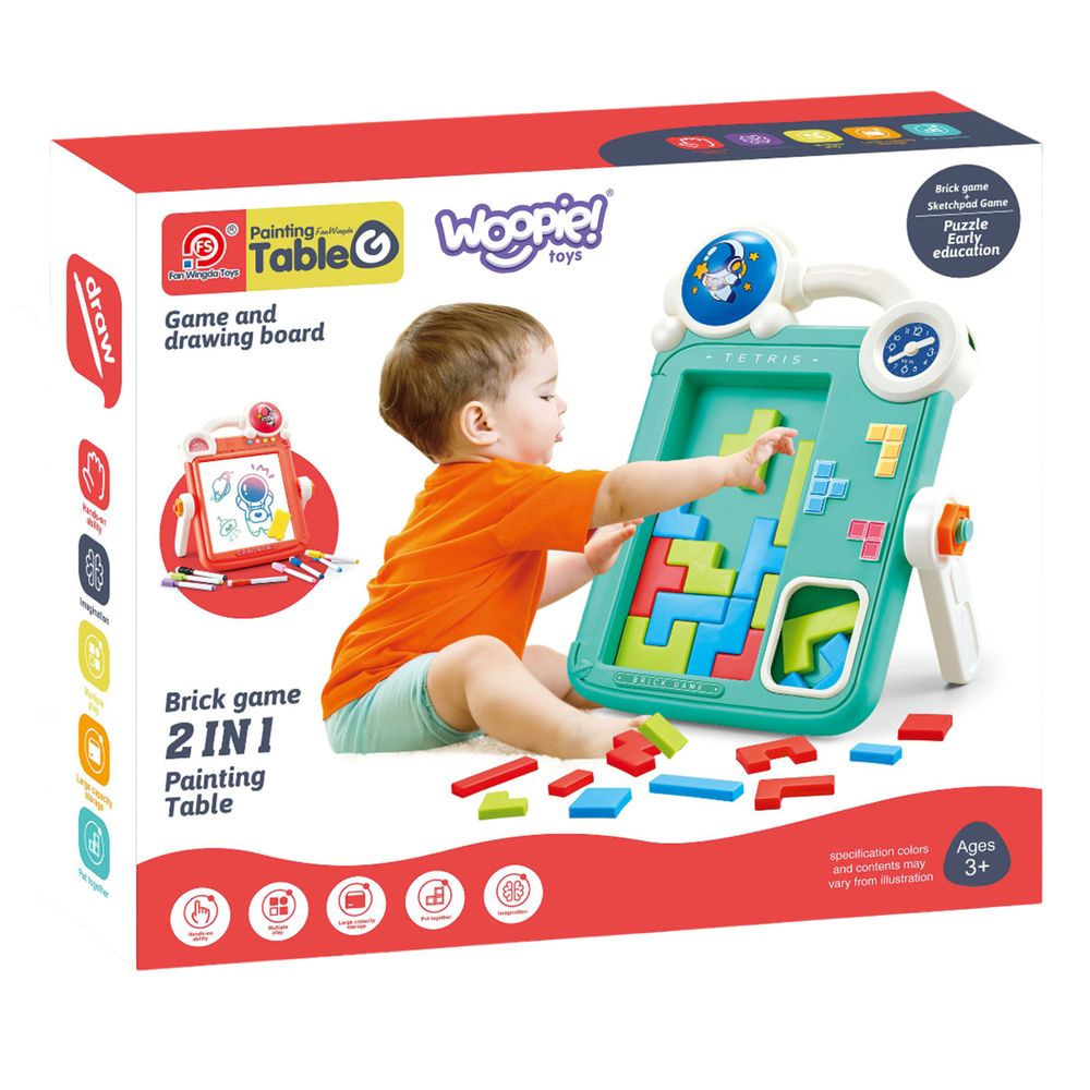 Woopie, dvostrana ploča za crtanje, igra Tetris 2u1, narančasta slika 4
