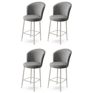 Fora - Sivi, Hrom Sivi Bar Stolica Set (4 Komada)