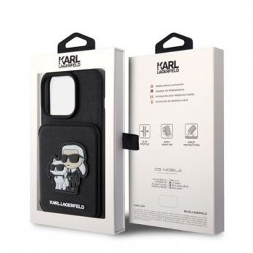 Karl Lagerfeld maska za iPhone 15 Pro SAFFIANO CARDSLOTS AND STAND K&C PATCH BLACK slika 2