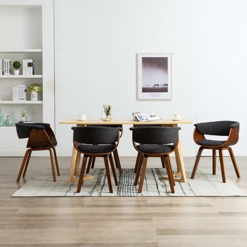 Blagovaonske stolice od savijenog drva i tkanine 6 kom sive slika 1