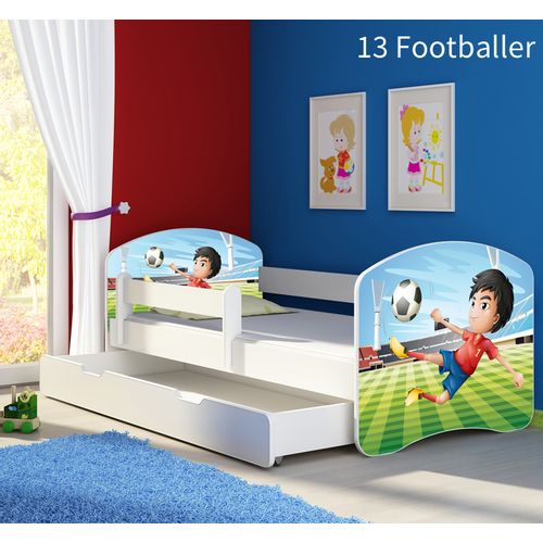 Dječji krevet ACMA s motivom, bočna bijela + ladica 180x80 cm - 13 Footballer slika 1