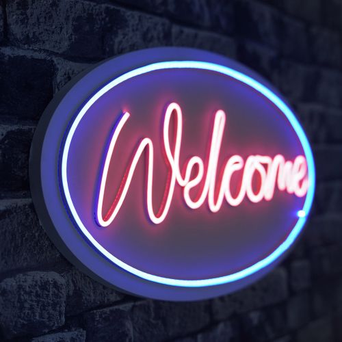 Wallity Ukrasna plastična LED rasvjeta, Welcome - Blue, Pink slika 7