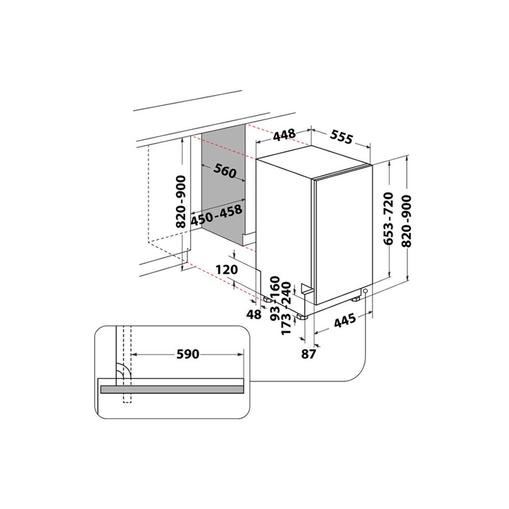 Whirlpool Ugradbena mašina za suđe WSIC 3M27 C / 10 setova, 45 cm slika 6