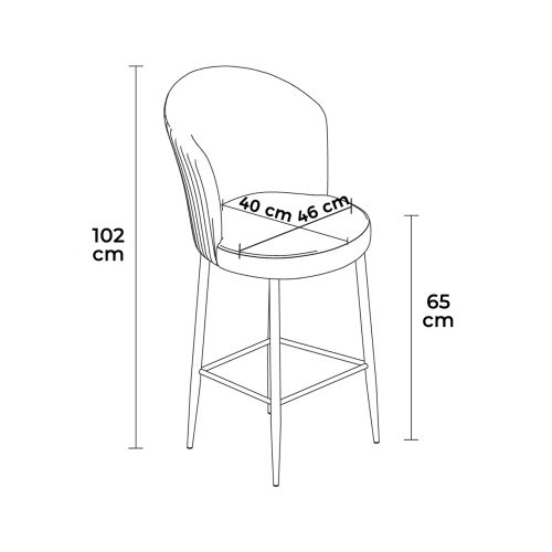 Set Barskih Stolica Alte - Siva, Hrom Siva (2 Komada) slika 2