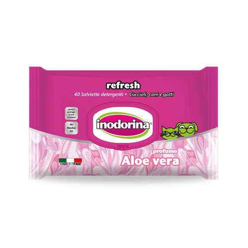 InodorinaVlažne maramice za mačiće i štence Refresh Aloe Vera 40 kom slika 1