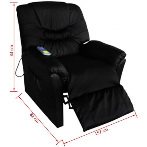 Masažna stolica od umjetne kože crna slika 2