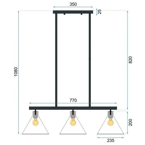 TOOLIGHT STAKLO METALNA STROPNA SVJETILKA APP318-3CP slika 5