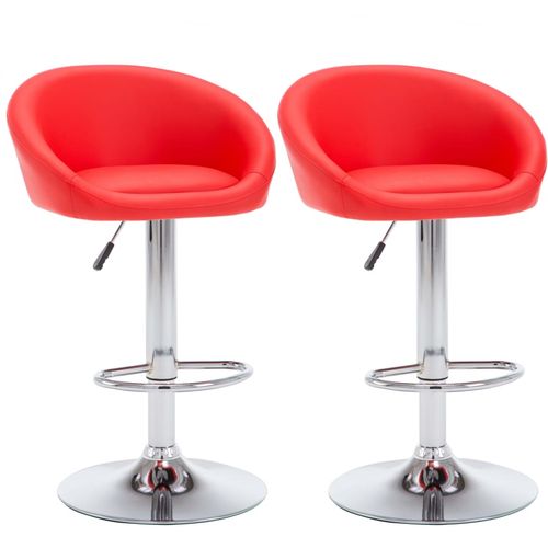 Barske stolice od umjetne kože 2 kom crvene slika 1