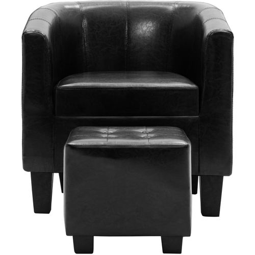 Fotelja od umjetne kože s osloncem za noge crna slika 18