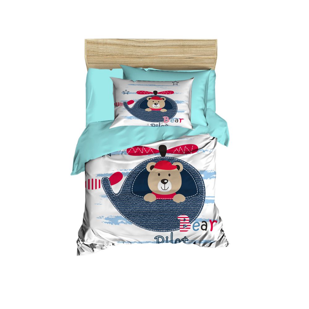 Set Posteljine za Bebe PH141 u Bojama Tirkizne, Crvene i Bijele slika 1