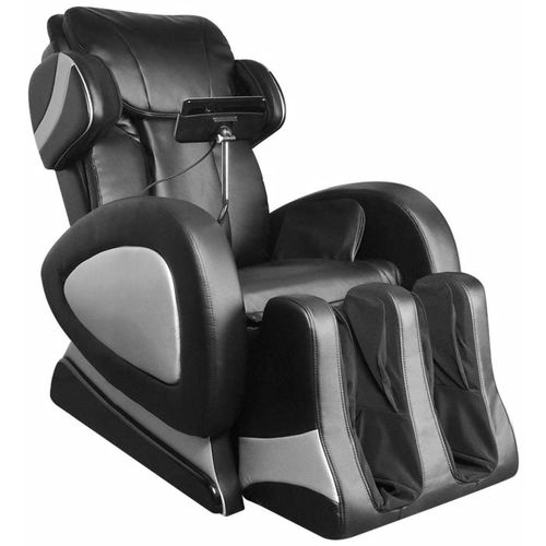 Masažna fotelja od umjetne kože crna sa ekranom slika 10