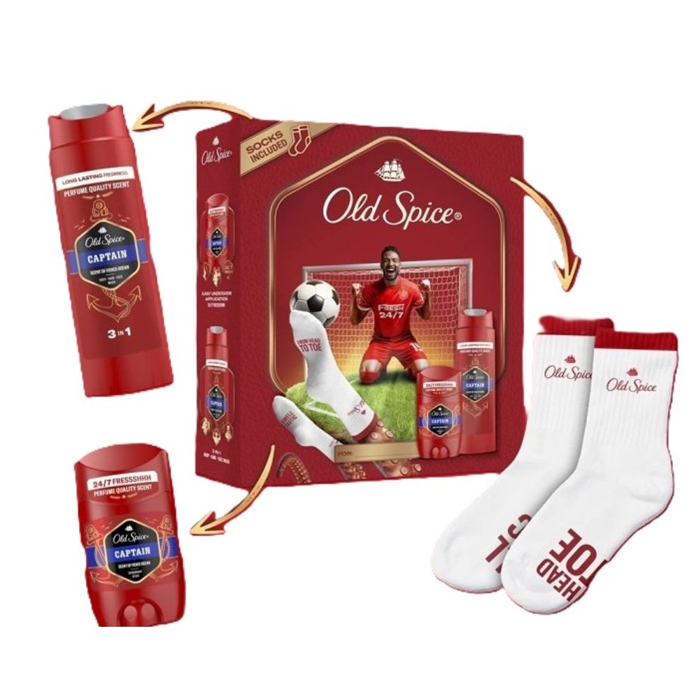 Old Spice poklon set za muškarce Captain gratis čarape slika 2