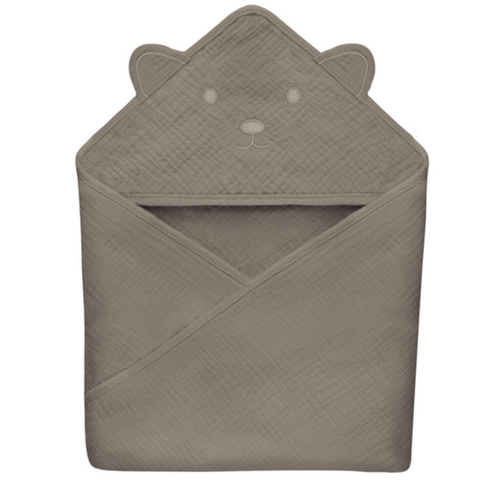 Lionelo Peškir za bebe sa kapuljačom Muslin 80x80cm, Beige Cappuccino slika 1