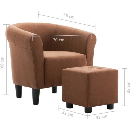 2-dijelni set fotelje i taburea od tkanine smeđi slika 9