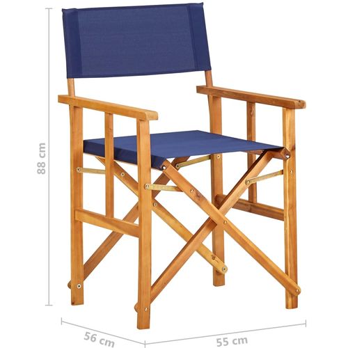 Redateljske stolice 2 kom od masivnog bagremovog drva plave slika 25