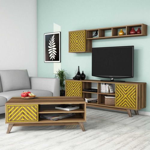 Inci - Walnut, Yellow Walnut
Yellow Living Room Furniture Set slika 1