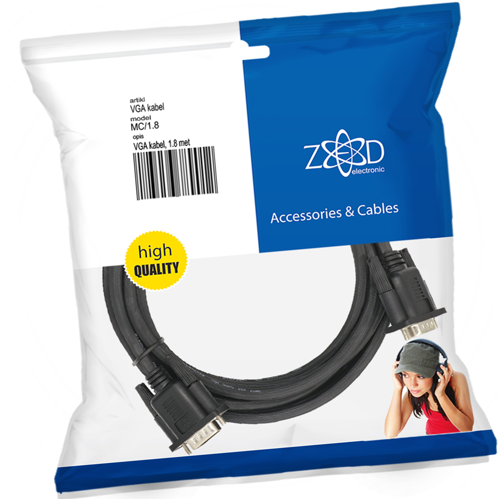 ZED electronic VGA (monitor) kabl, dužina 1.8 metara - MC/1,8 slika 1
