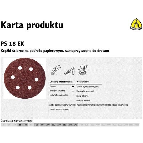 Klingspor samoljepljivi brusni disk 150mm PS18EK gr. 40 GLS3 /50 kom. slika 1