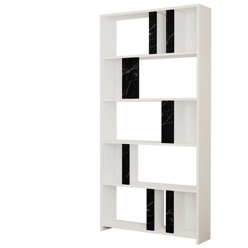 Woody Fashion Polica za knjige, Lima - White, Black Marble slika 4