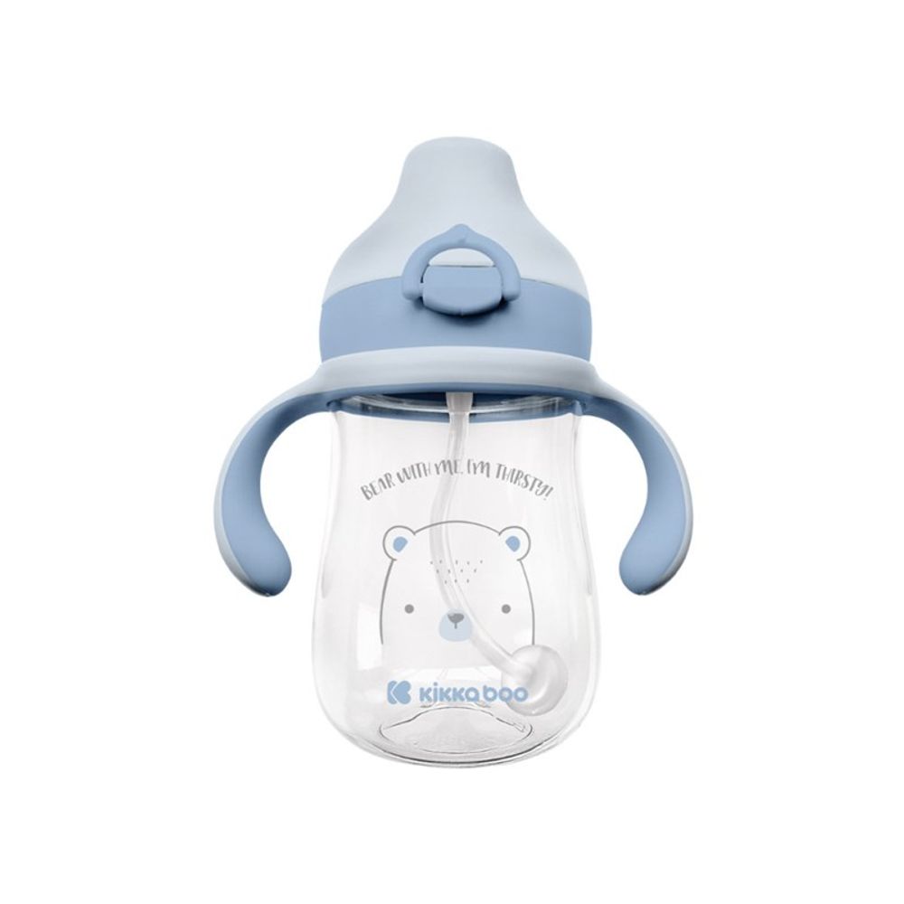 Kikka Boo Tritan flašica sa slamkom Bear 300ml, Blue slika 1