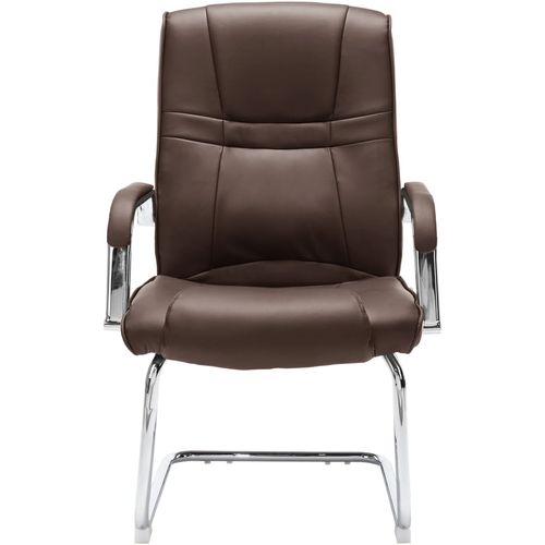 Konzolna uredska stolica od umjetne kože smeđa slika 30