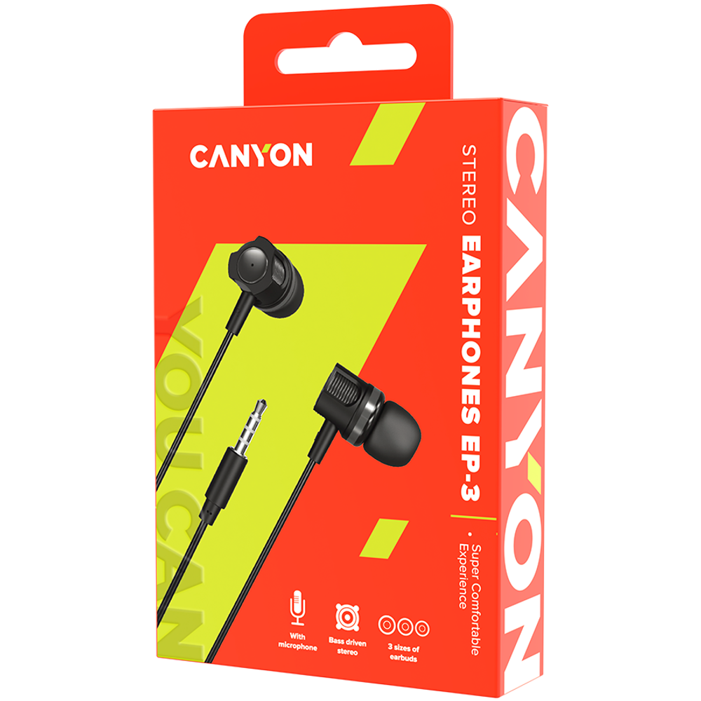 CANYON Stereo Slušalice sa Mikrofonom, 1.2M, Tamno Sive slika 3