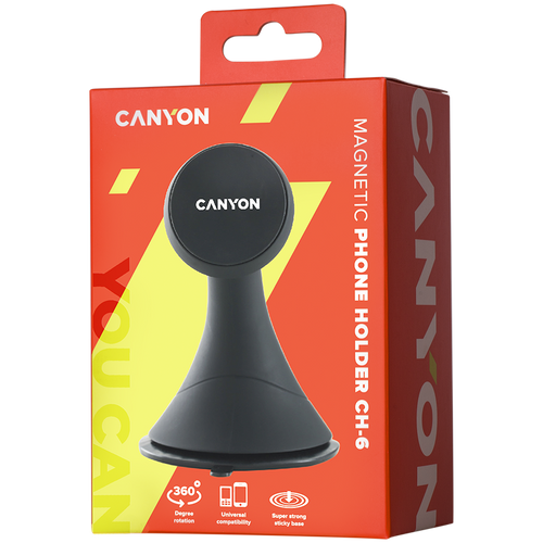 Canyon CH-6 Car Holder for Smartphones,magnetic suction function ,with 2 plates(rectangle/circle), black ,97*67.5*107mm 0.068kg slika 6