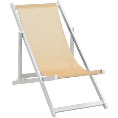 Sklopive stolice za plažu od aluminija i tekstilena 2 kom krem slika 2