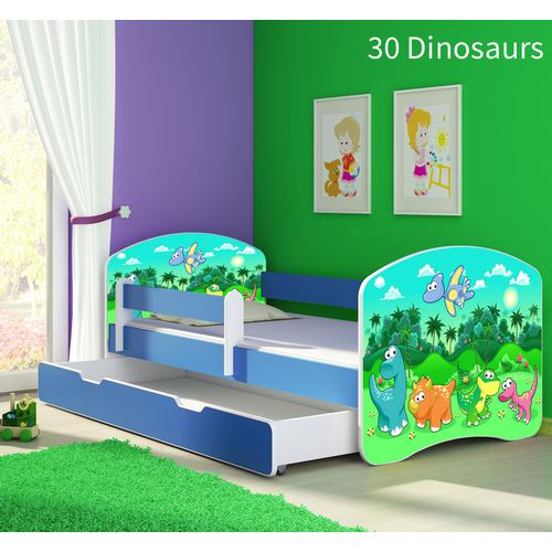 Dječji krevet ACMA s motivom, bočna plava + ladica 180x80 cm 30-dinosaurs slika 1