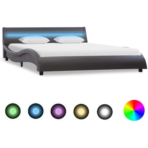 Okvir za krevet od umjetne kože s LED svjetlom sivi 120x200 cm slika 1