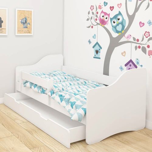Dječji krevet ACMA III bez motiva, bočna bijela + ladica 140x70 cm slika 1